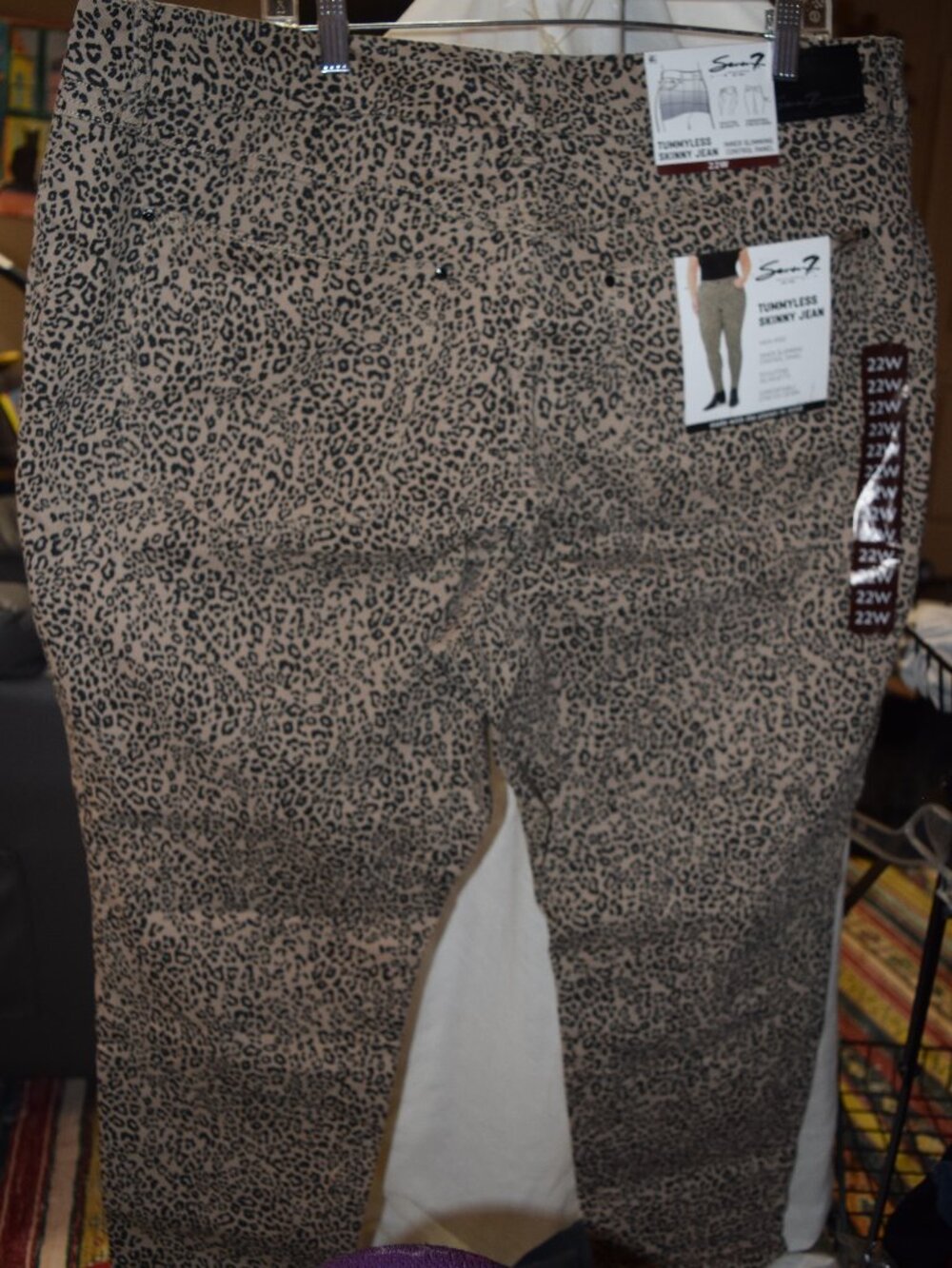NWT Seven7 Tummyless Skinny Jeans Leopard Animal Print High Rise 22W - Picture 1 of 8